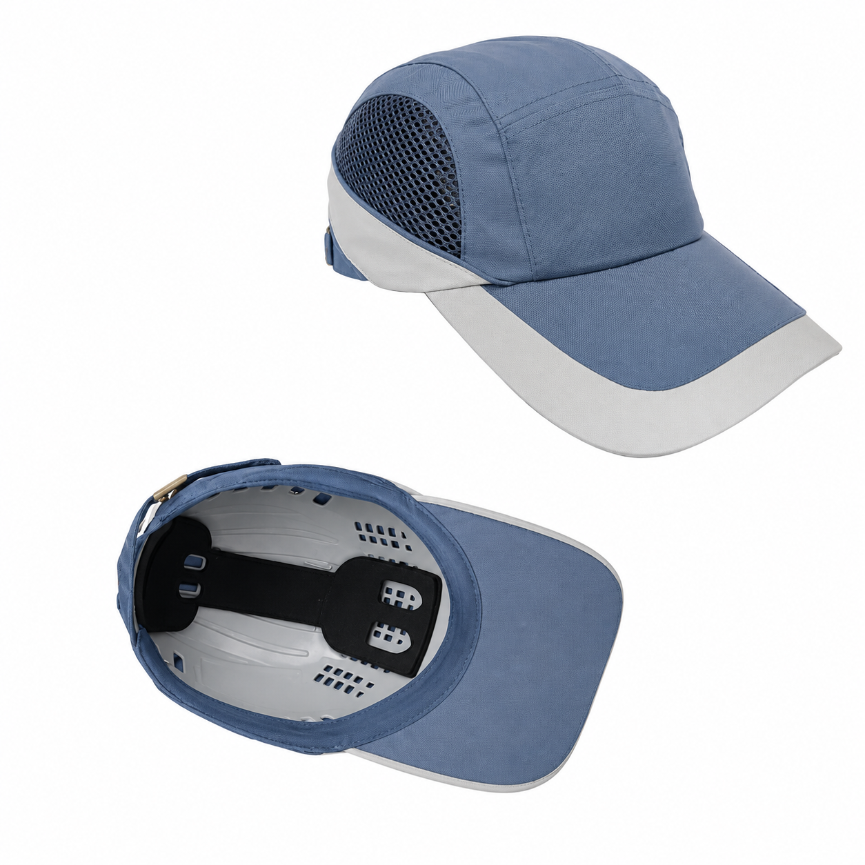 POLYAMIDE BLUE & GREY BUMP CAP in Kenya